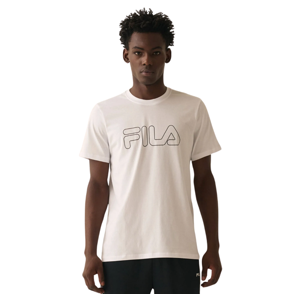 Imagen de FILA Regular letter outline Remera manga corta casual para hombre - Blanco/Negro